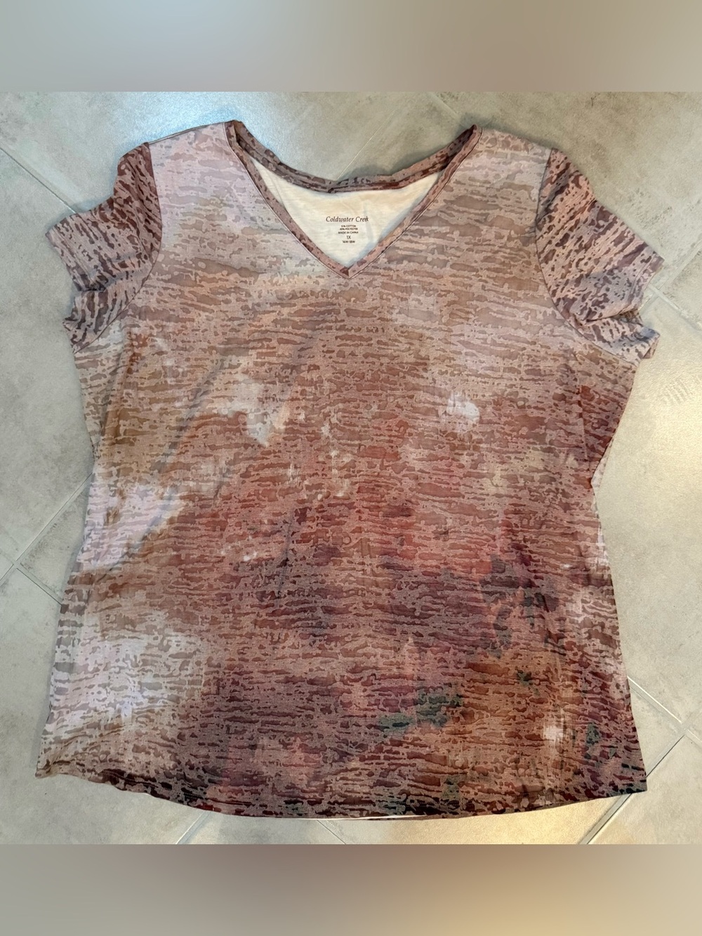 Coldwater Creek Brown Burnout Layered Tee Sz 1X
